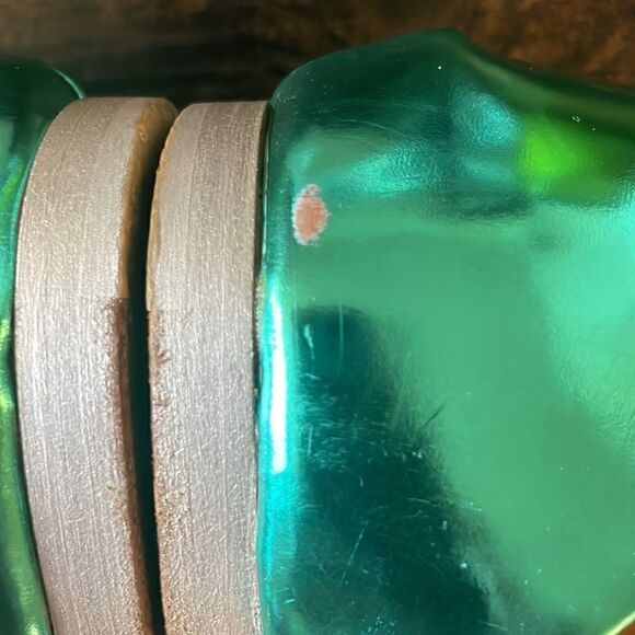 Giuseppe Zanotti Teal Swarovski Crystal Metallic Emerald Leather Sandals 6.5 - Picture 6 of 9